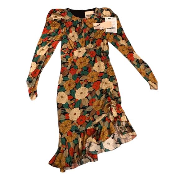 Aniye By Floral Satin Midi Dress – Navy Blue, Made in Italy | EU 40 - Picture 4 of 9